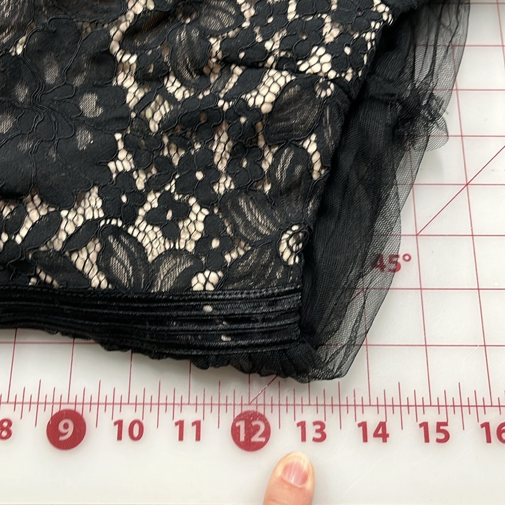 INA NWT Lace Ruffle Tulle Long SLV Hi Neck Black Cocktail Party Guest Dress SZ S - Picture 14 of 16